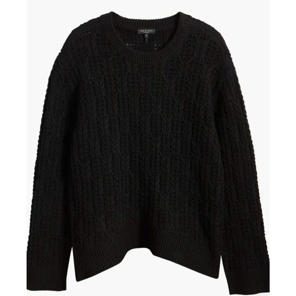 Rag & Bone 100% wool Divya cable crochet knit sweater large - Picture 11 of 13